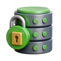 impressive traditional Secure Data Storage Icon with Green Lock Cutout png