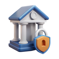 vibrant artistic Secure Online Banking Icon with Bank Building and Lock Transparent Background high quality png