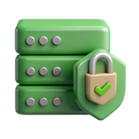vibrant modern Secure Server Icon Green Protected Transparent Background high quality png