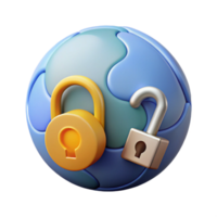 serene artistic Secure Vpn Connection Icon with Globe and Key Transparent Background Element authentic png