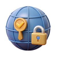 magnificent vintage Secure Vpn Connection Icon with Globe and Key Transparent Background Element authentic png