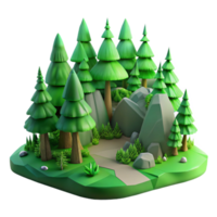 dramatic rustic Serene Forest Landscape with Green Hues Transparent Background premium png