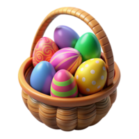 wonderful minimalist Set of Colorful Easter Eggs in a Basket Element Cutout high quality png