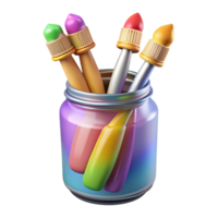 elegant rustic Set of Colorful Paintbrushes in a Jar Transparent Background premium png