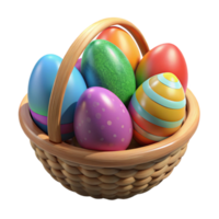 extraordinary rustic Set of Colorful Easter Eggs in a Basket Element Cutout professional png