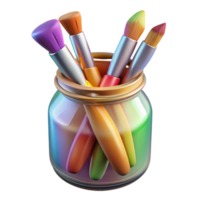 beautiful creative Set of Colorful Paintbrushes in a Jar Transparent Background premium png