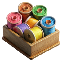 stunning creative Set of Colorful Sewing Spools in a Box Cutout png