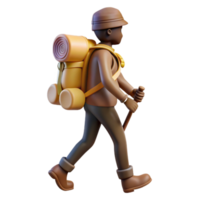 elegant traditional Silhouette of Hiker with Backpack Isolated authentic png