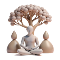 serene rustic Silhouette of Person Meditating Under a Tree Cutout Element high quality png