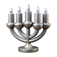 dramatic classic Silver Hanukkah Candles Isolated on Transparent Background professional png