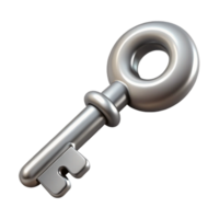 elegant rustic Silver Key with Chain Isolated Element exclusive png