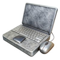 vibrant modern Silver Laptop with External Mouse Isolated Element high resolution png