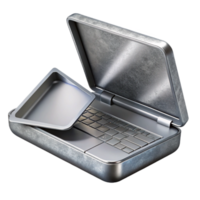 vibrante criativo prata computador portátil com aberto tela isolado elemento exclusivo png