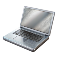 dramatic abstract Silver Laptop with Open Screen Isolated Element high resolution png