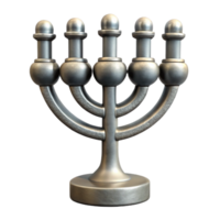elegant rustic Silver Menorah Nine Branches Isolated Element exclusive png
