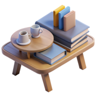 serene abstract Simple Coffee Table with Books and Magazines Transparent Background detailed png