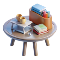 beautiful artistic Simple Coffee Table with Books and Magazines Transparent Background png