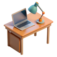 elegant rustic Simple Desk with Laptop Transparent Background genuine png