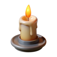 elegant artistic Single Lit Candle with Flame Isolated Element high resolution png
