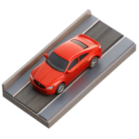 impressive abstract Single Red Car on Highway Aerial View Cutout authentic png