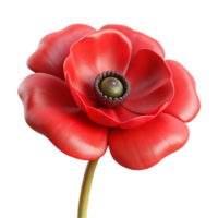 impressive modern Single Red Poppy Front View Isolated Element authentic png