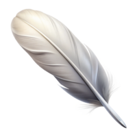serene vintage Single White Feather Falling Gently Cutout Element detailed png