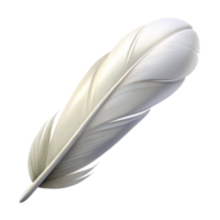 elegant traditional Single White Feather Floating Isolated on Transparent Background professional png