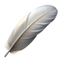 elegant classic Single White Feather Floating Isolated on Transparent Background png