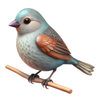 serene classic Small Bird Perched on Branch Transparent Background png