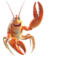 orange lobster with large claws and detailed features png