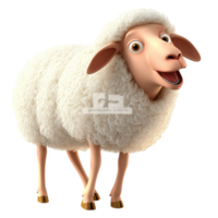 Cheerful sheep with white wool and a friendly expression png