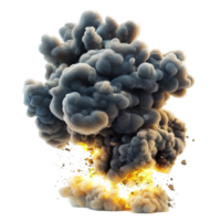 Large rk explosion with billowing smoke and yellow flames png