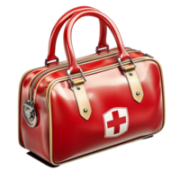 Red first aid medical bag with white crosses and a handle png