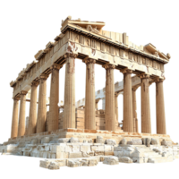 Ancient Greek temple with towering stone columns and a weathered structure png
