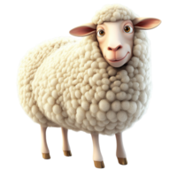 Fluffy white sheep with a gentle expression and curly wool png