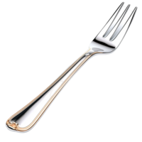 riflessivo argento forchetta con un' elegante curvo maniglia e acuto rebbi png