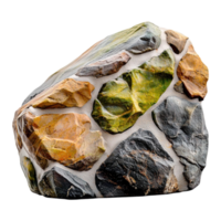 Unique mineral rock with a blend of colors and embedded crystal formations png
