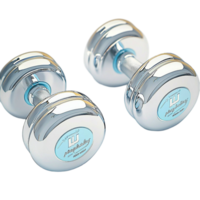 Shiny chrome dumbbells with a design and engraved weight markings png