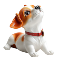 Adorable puppy with a red collar looking up with curiosity png