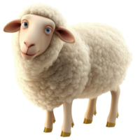Fluffy white sheep standing with a calm and gentle expression png