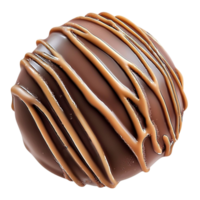 Chocolate truffle covered in caramel drizzle with a texture png