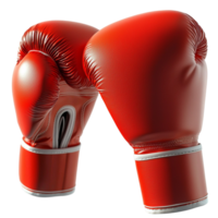 Pair of red boxing gloves with thick padding and a glossy surface png