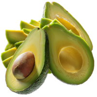 ly sliced avocado with a visible seed and green texture png