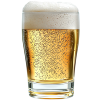Chilled glass of golden beer with a foamy head and bubbles png
