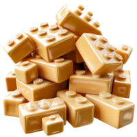 Stack of caramel colored toy bricks with a glossy texture png