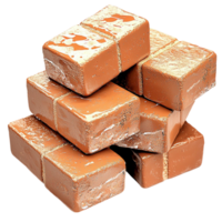 Stack of copper metal blocks with a polished surface and slightly oxidized edges png