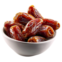 Bowl full of plump and glossy tes with a caramel color png