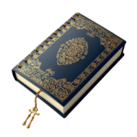 black book with golden embossed details and a key beside it png