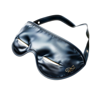 Black eye mask with a silky texture and an golden accent png