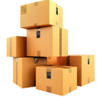 Stack of brown cardboard boxes arranged in a neat and balanced pile png